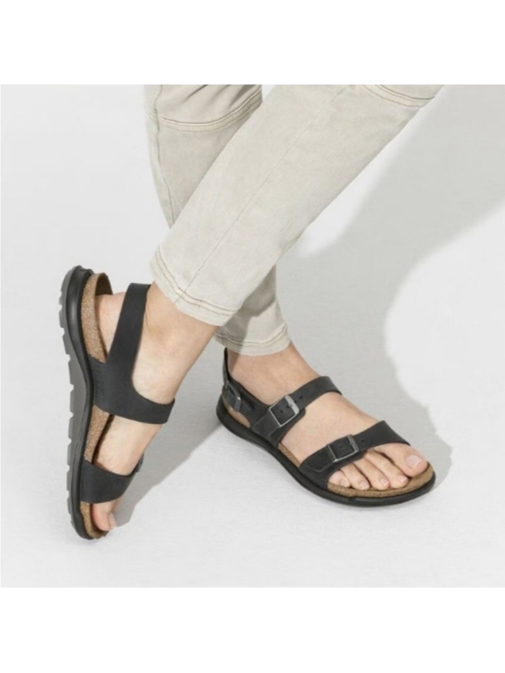 Birkenstock oiled leather black sonora sandals euc sz 37 or 6-6.5m